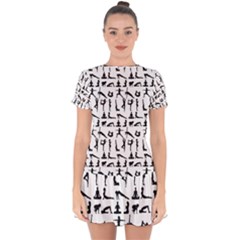 Yoga Pattern Drop Hem Mini Chiffon Dress by Valentinaart