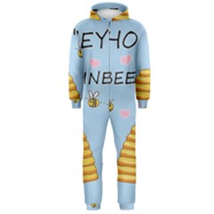Bee Mine Valentines Day Hooded Jumpsuit (men)  by Valentinaart