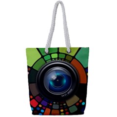 Lens Photography Colorful Desktop Full Print Rope Handle Tote (small) by Nexatart