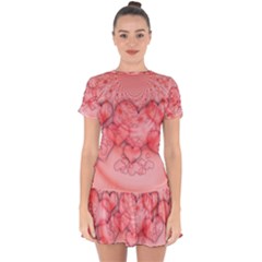Heart Love Friendly Pattern Drop Hem Mini Chiffon Dress by Nexatart