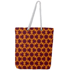 Black And Orange Diamond Pattern Full Print Rope Handle Tote (large) by Fractalsandkaleidoscopes