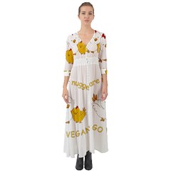 Go Vegan - Cute Chick  Button Up Boho Maxi Dress by Valentinaart