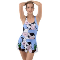 Friends Not Food - Cute Pig And Chicken Swimsuit by Valentinaart
