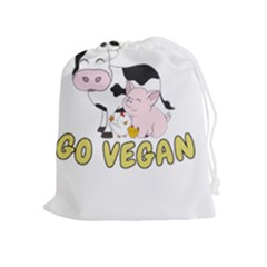 Friends Not Food - Cute Pig And Chicken Drawstring Pouches (extra Large) by Valentinaart