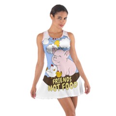 Friends Not Food - Cute Pig And Chicken Cotton Racerback Dress by Valentinaart
