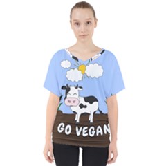 Friends Not Food - Cute Cow V-neck Dolman Drape Top by Valentinaart