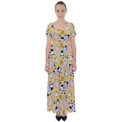 The Farm Pattern High Waist Short Sleeve Maxi Dress by Valentinaart