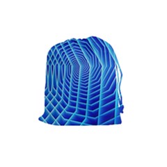 Blue Background Light Glow Abstract Art Drawstring Pouches (medium)  by Nexatart