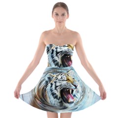 Tiger Animal Art Swirl Decorative Strapless Bra Top Dress by Nexatart
