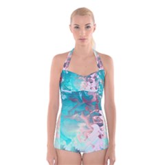 Background Art Abstract Watercolor Boyleg Halter Swimsuit  by Nexatart