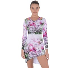 Flowers Bouquet Art Nature Asymmetric Cut-out Shift Dress by Nexatart