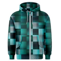 Background Squares Metal Green Men s Zipper Hoodie by Nexatart