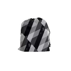 Black And White Grunge Striped Pattern Drawstring Pouches (small)  by dflcprints