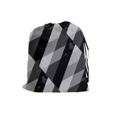 Black And White Grunge Striped Pattern Drawstring Pouches (large)  by dflcprints