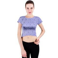 Dot Blue Crew Neck Crop Top by snowwhitegirl