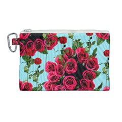 Roses Blue Canvas Cosmetic Bag (large) by snowwhitegirl