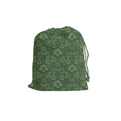 Damask Green Drawstring Pouches (medium)  by snowwhitegirl