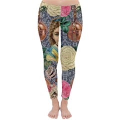 Damask Religious Victorian Grey Classic Winter Leggings by snowwhitegirl
