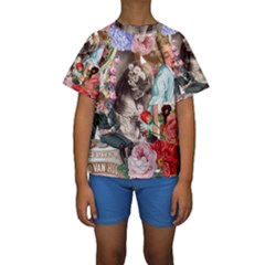 Victorian Collage Kids  Short Sleeve Swimwear by snowwhitegirl