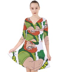 St  Patricks Day Quarter Sleeve Front Wrap Dress	 by Valentinaart