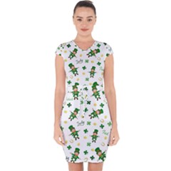 St Patricks Day Pattern Capsleeve Drawstring Dress  by Valentinaart