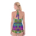Celtic Mosaic With Wonderful Flowers Boyleg Halter Swimsuit  View2