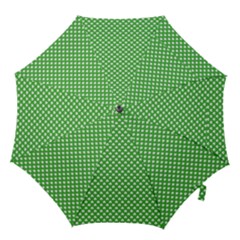 White Heart-shaped Clover On Green St  Patrick s Day Hook Handle Umbrellas (large) by PodArtist