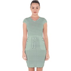 Shamrock 2-tone Green On White St Patrick’s Day Clover Capsleeve Drawstring Dress  by PodArtist