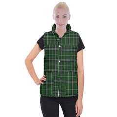 Green Plaid Pattern Women s Button Up Vest by Valentinaart