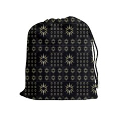 Dark Ethnic Stars Motif Pattern Drawstring Pouches (extra Large) by dflcprints
