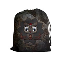 Wonderful Cute  Steampunk Owl Drawstring Pouches (extra Large) by FantasyWorld7