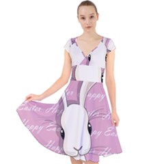 Easter Bunny  Cap Sleeve Front Wrap Midi Dress by Valentinaart