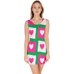 Pink Hearts Valentine Love Checks Bodycon Dress by Nexatart