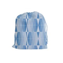 Blue Monochrome Geometric Design Drawstring Pouches (large)  by Nexatart