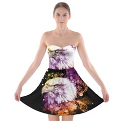 Awesome Eagle With Flowers Strapless Bra Top Dress by FantasyWorld7