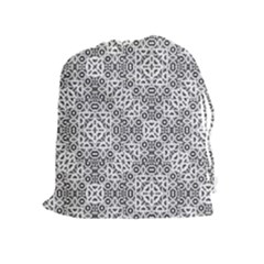 Black And White Oriental Ornate Drawstring Pouches (extra Large) by dflcprints