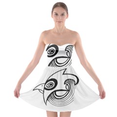 Bird Strapless Bra Top Dress by ValentinaDesign