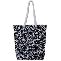 Black And White Abstract Texture Full Print Rope Handle Tote (small) by dflcprints