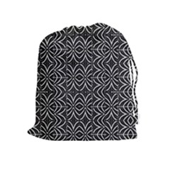 Black And White Tribal Print Drawstring Pouches (extra Large) by dflcprints