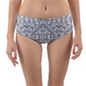 Black And White Ethnic Geometric Pattern Reversible Mid-Waist Bikini Bottoms View1