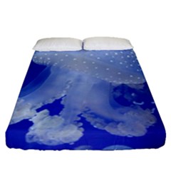 Spotted Jellyfish Fitted Sheet (queen Size) by trendistuff
