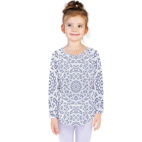 Radial Mandala Ornate Pattern Kids  Long Sleeve Tee by dflcprints