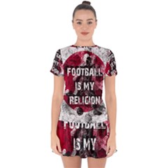 Football Is My Religion Drop Hem Mini Chiffon Dress by Valentinaart