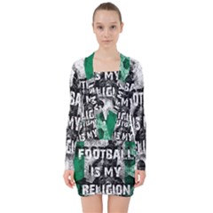 Football Is My Religion V-neck Bodycon Long Sleeve Dress by Valentinaart