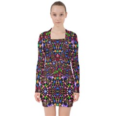 Colorful-16 V-neck Bodycon Long Sleeve Dress by ArtworkByPatrick