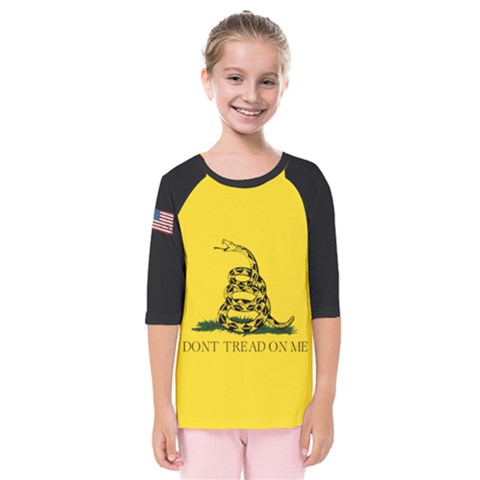 Gadsden Flag Don t Tread On Me Kids  Quarter Sleeve Raglan Tee by snek