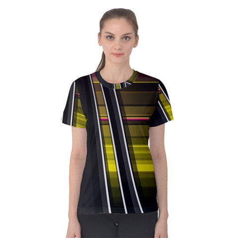 Abstract Multicolor Vectors Flow Lines Graphics Women s Cotton Tee by Sapixe