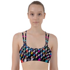 Abstract Multicolor Cubes 3d Quilt Fabric Line Them Up Sports Bra by Sapixe