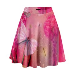 Wonderful Butterflies With Dragonfly High Waist Skirt by FantasyWorld7
