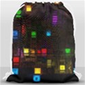 Abstract 3d Cg Digital Art Colors Cubes Square Shapes Pattern Dark Drawstring Bag (Large) View1